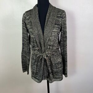 Jones New York Signature Metallic Knit Cardigan Tie Front Womens Size Large